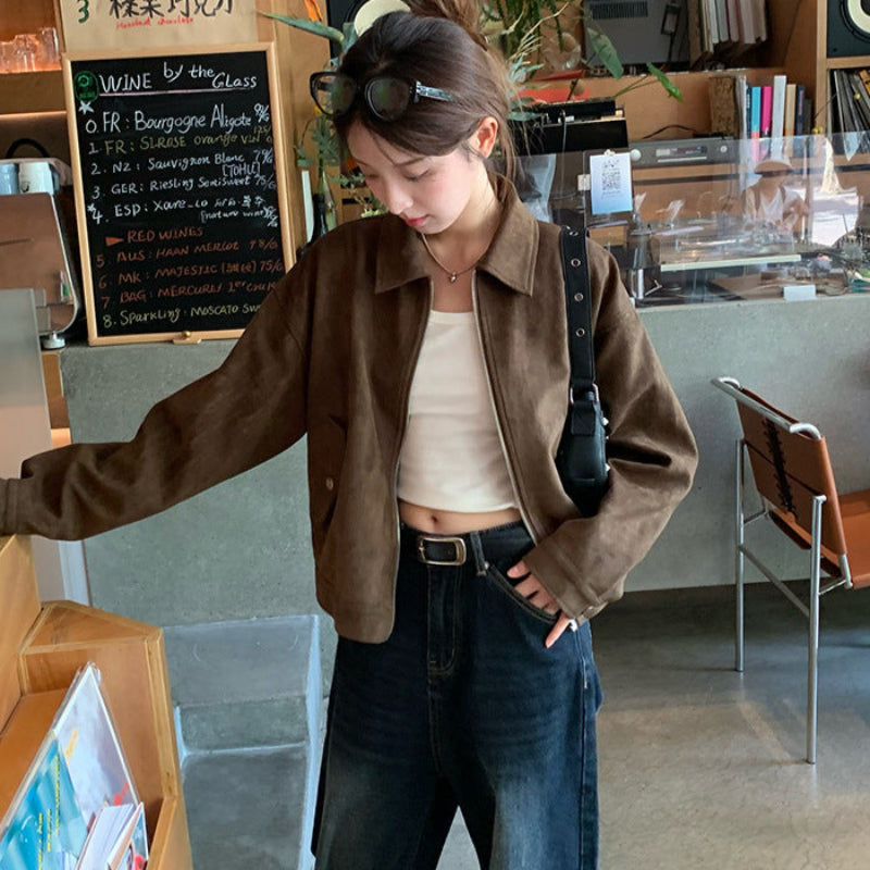 ブラウンフェイクスエードジャケット