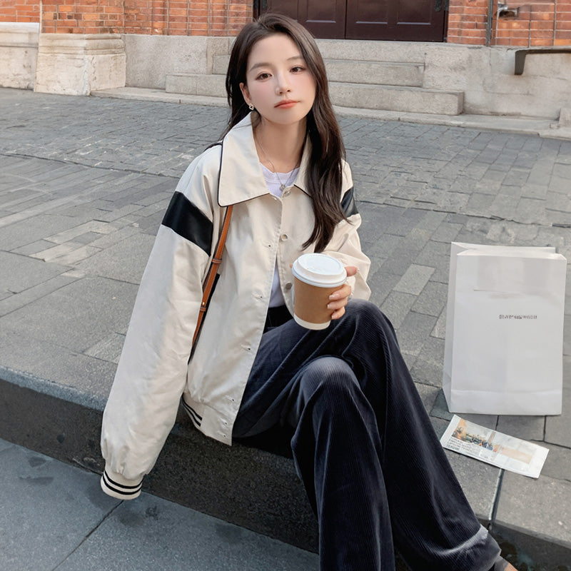 バイカラーカジュアルブルゾン