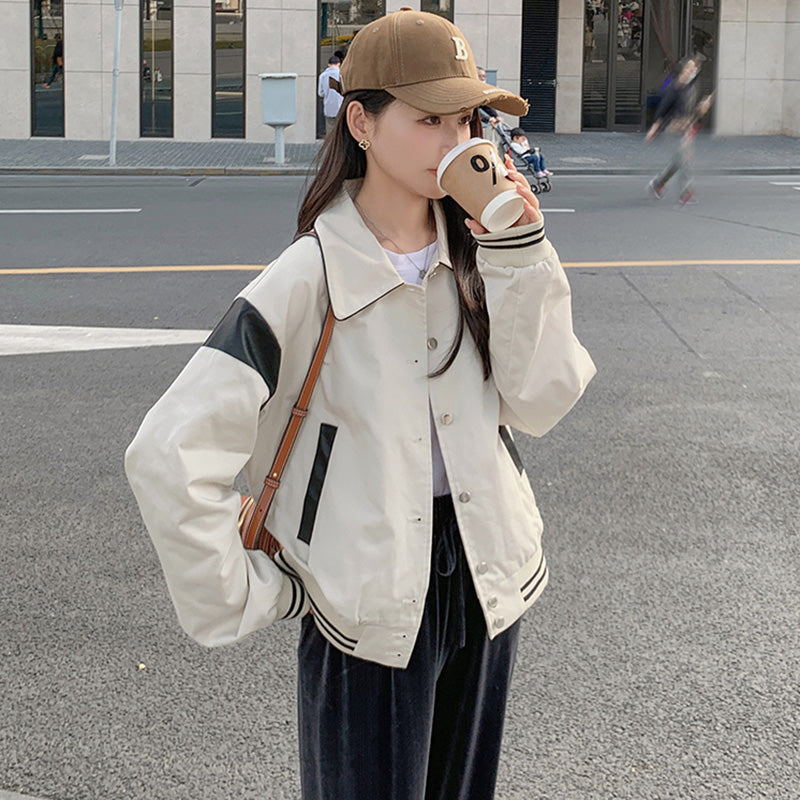 バイカラーカジュアルブルゾン