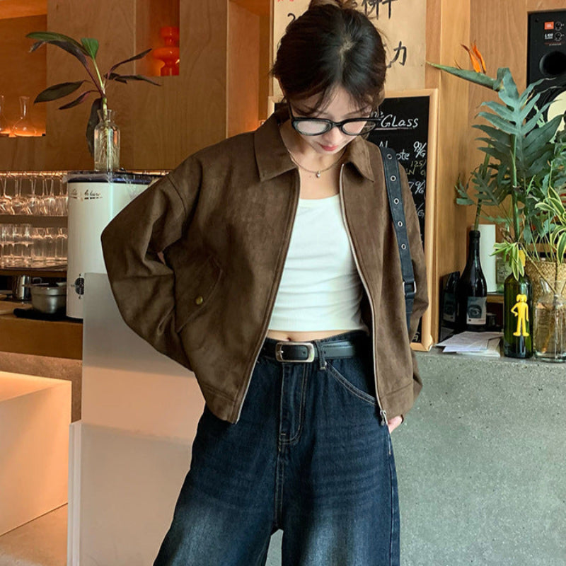 ブラウンフェイクスエードジャケット