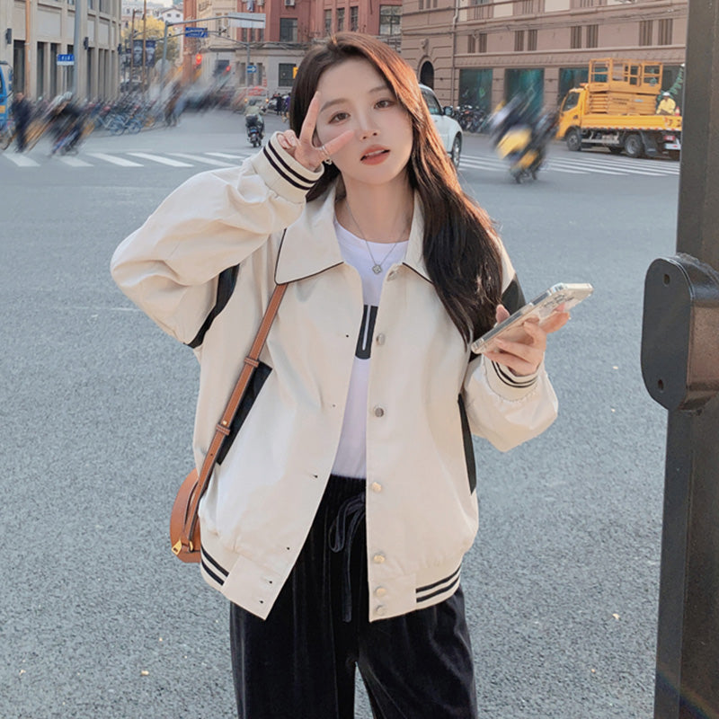 バイカラーカジュアルブルゾン