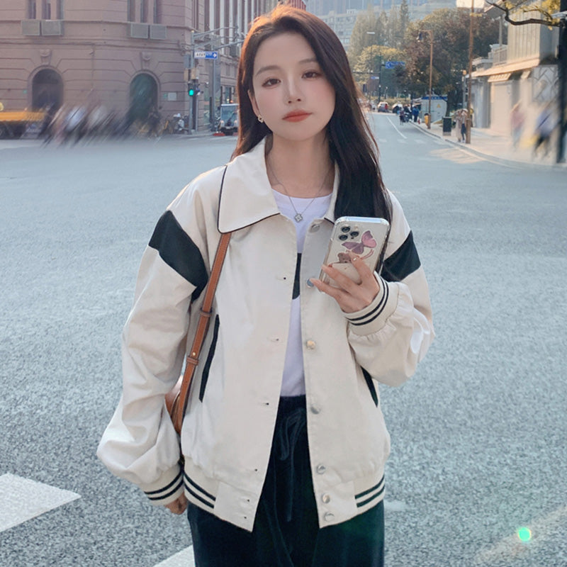 バイカラーカジュアルブルゾン