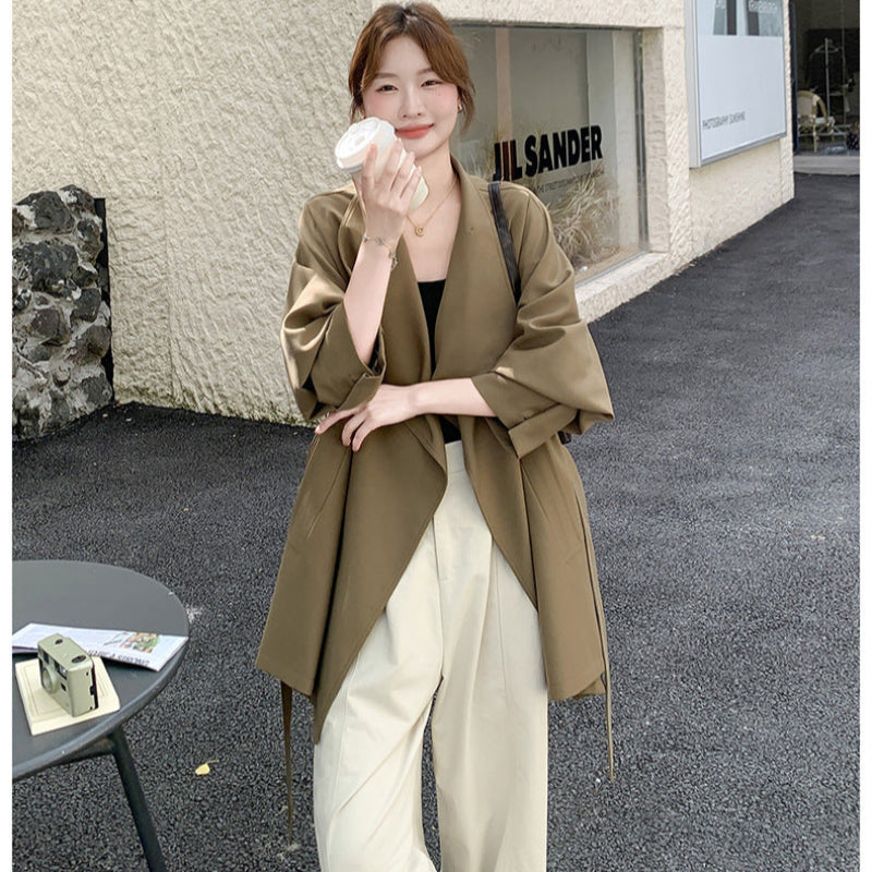 ビッグカラーミディアム丈トレンチコート