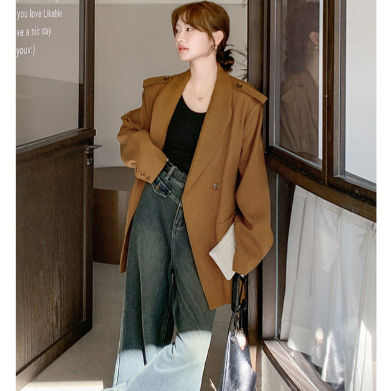 オレンジブラウンショートコート