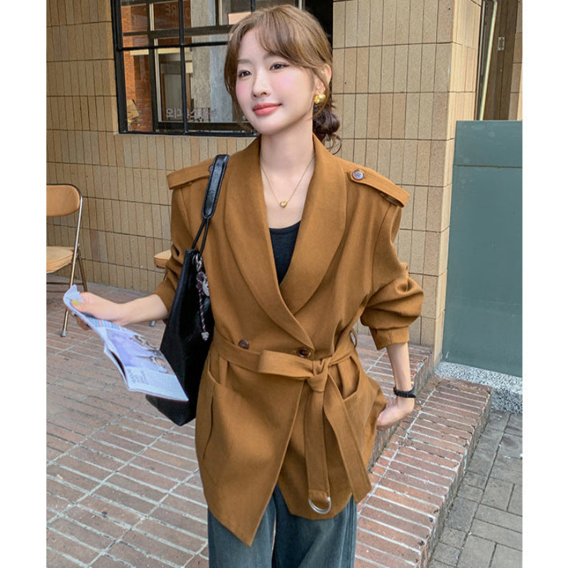 オレンジブラウンショートコート