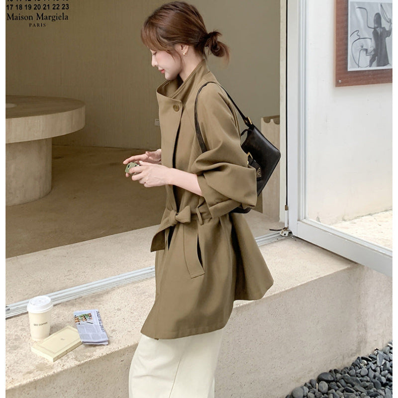 ビッグカラーミディアム丈トレンチコート