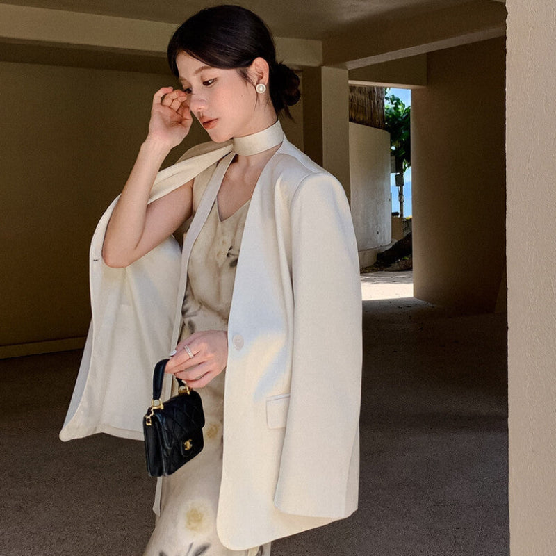 ノーカラーワンボタンモードジャケット(2colors)