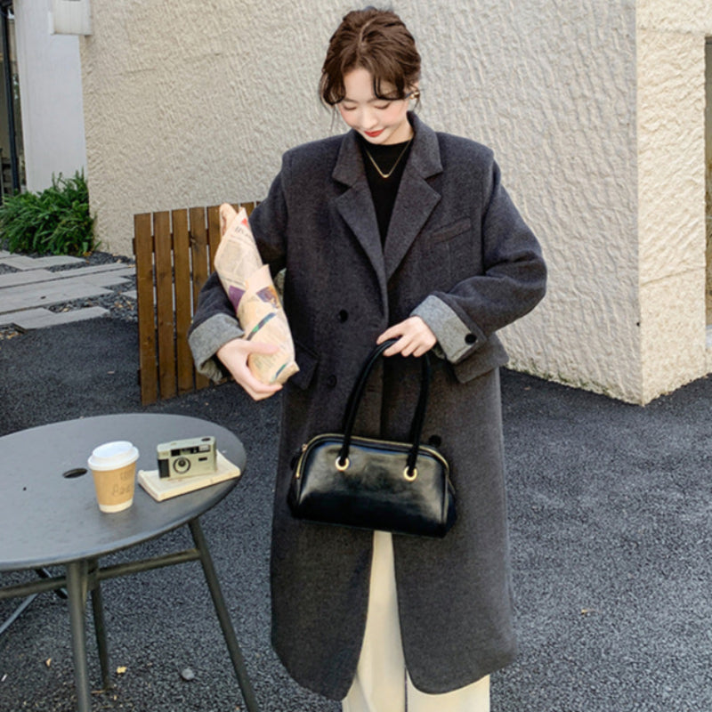 ダウンライナー付ウールブレンドロングコート