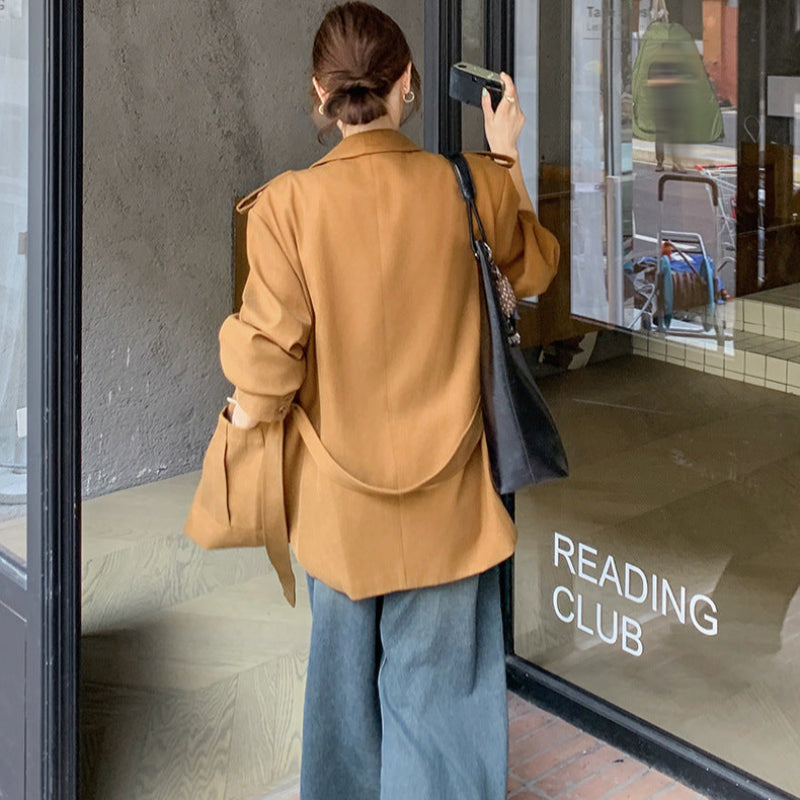 オレンジブラウンショートコート