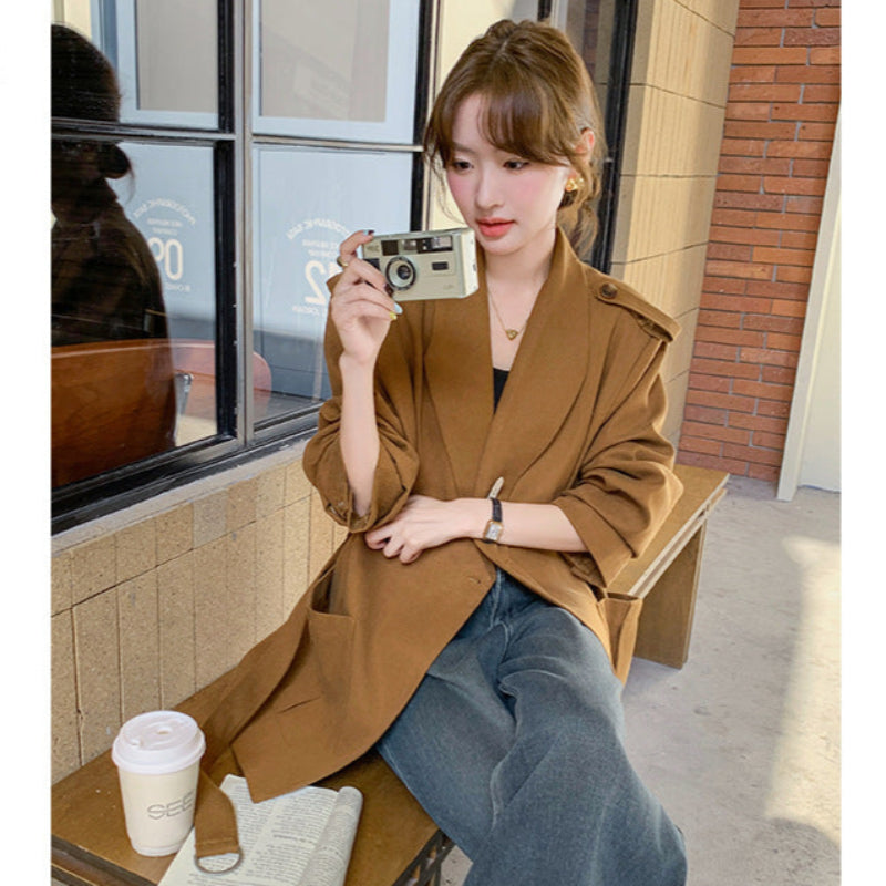 オレンジブラウンショートコート