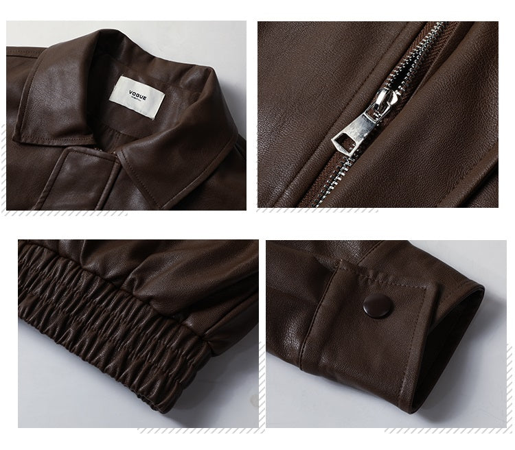 オーバーサイズフェイクレザージャケット(2colors)