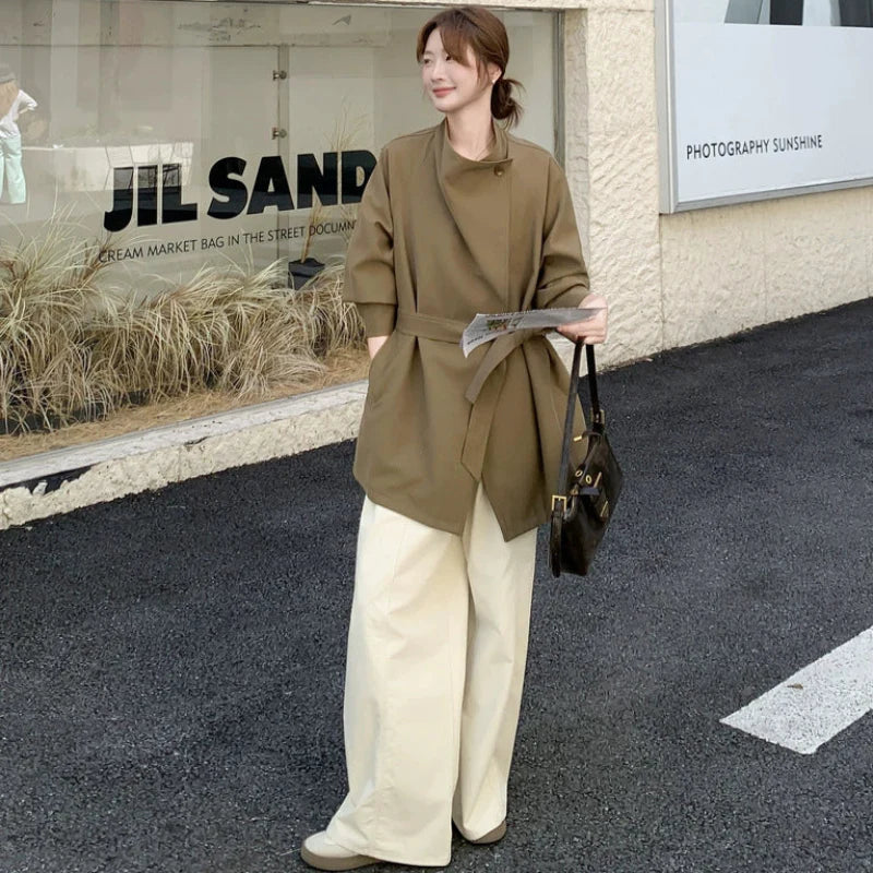 ビッグカラーミディアム丈トレンチコート