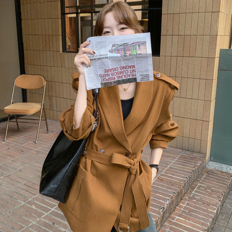 オレンジブラウンショートコート