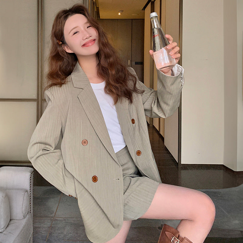 オーバーサイズジャケット×タイトミニスカートセット2colors