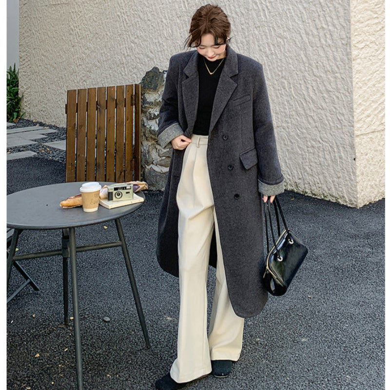 ダウンライナー付ウールブレンドロングコート