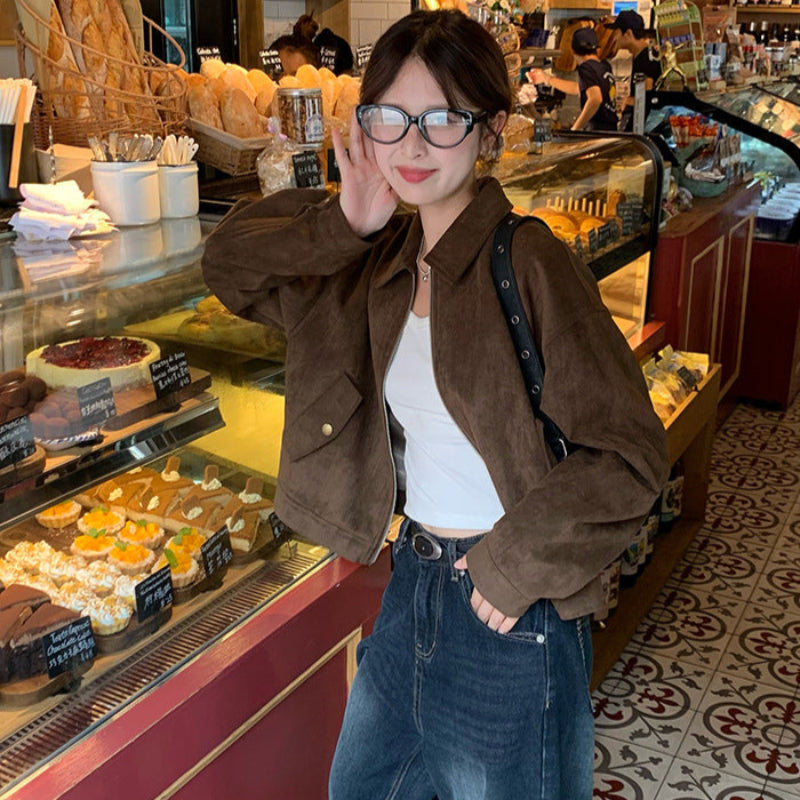 ブラウンフェイクスエードジャケット