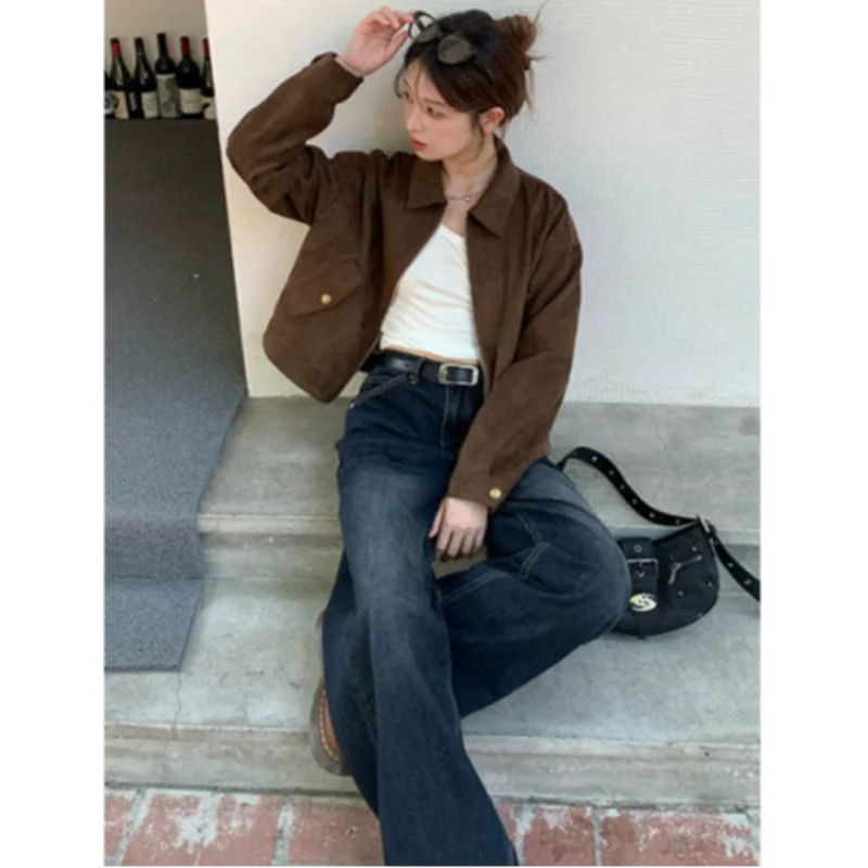 ブラウンフェイクスエードジャケット