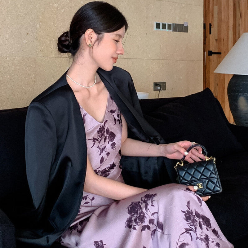 ノーカラーワンボタンモードジャケット(2colors)