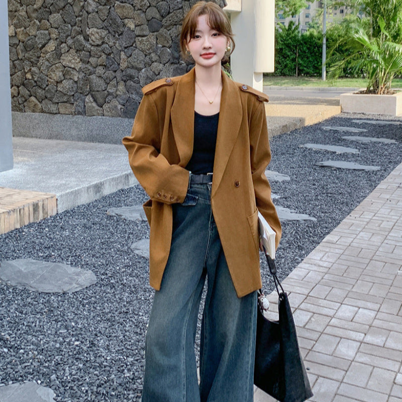 オレンジブラウンショートコート