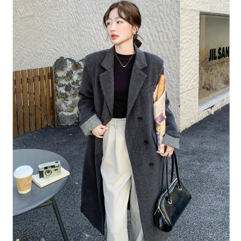 ダウンライナー付ウールブレンドロングコート