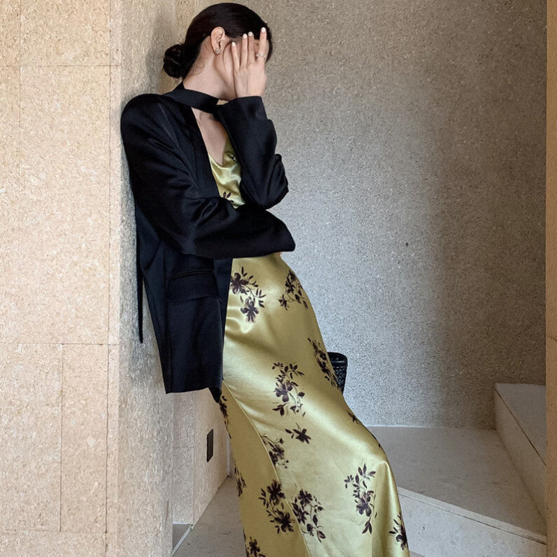 ノーカラーワンボタンモードジャケット(2colors)