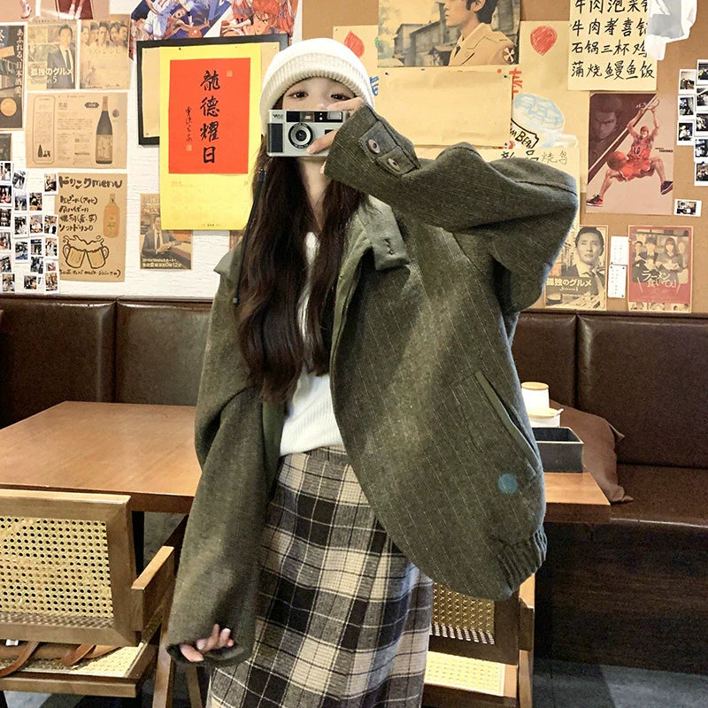 ダブルカフススタンドカラーウールジャケット