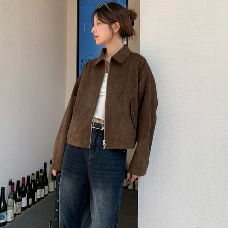 ブラウンフェイクスエードジャケット