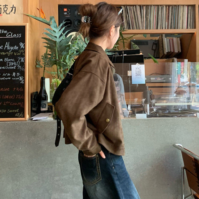 ブラウンフェイクスエードジャケット