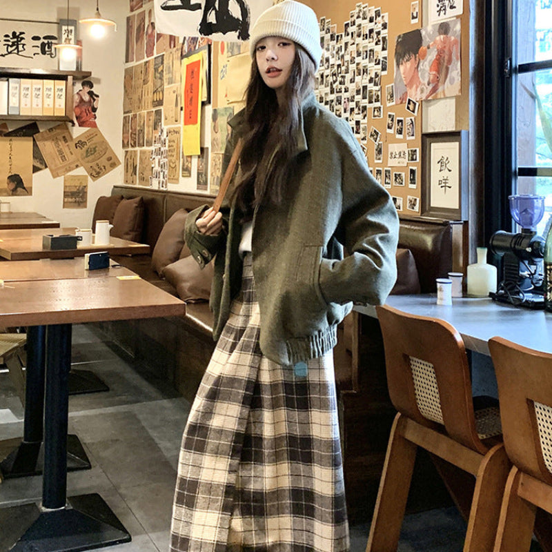 ダブルカフススタンドカラーウールジャケット