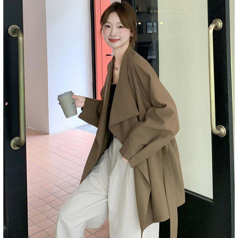 ビッグカラーミディアム丈トレンチコート