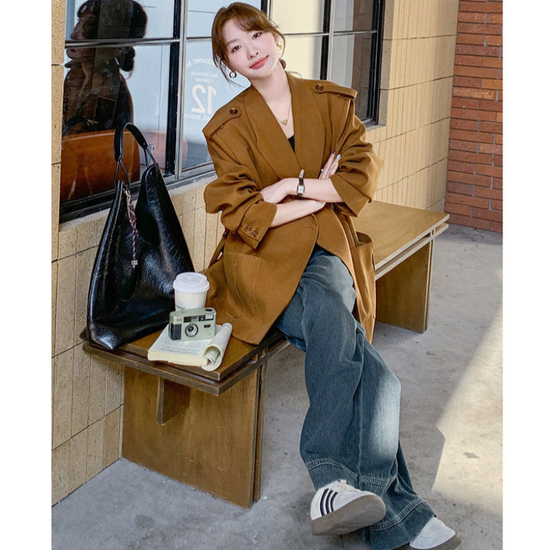 オレンジブラウンショートコート