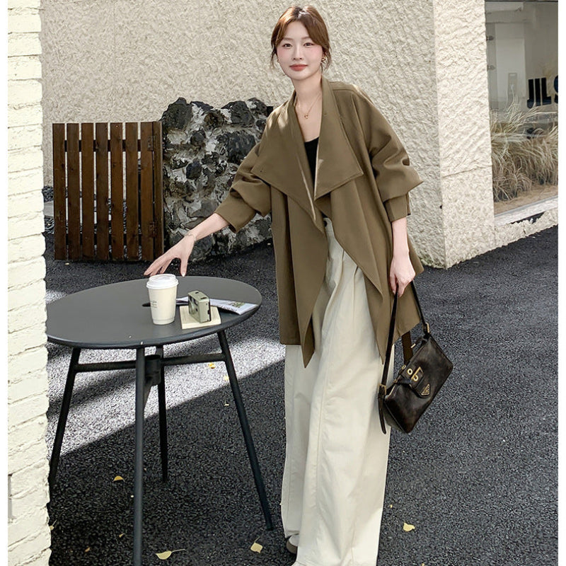 ビッグカラーミディアム丈トレンチコート