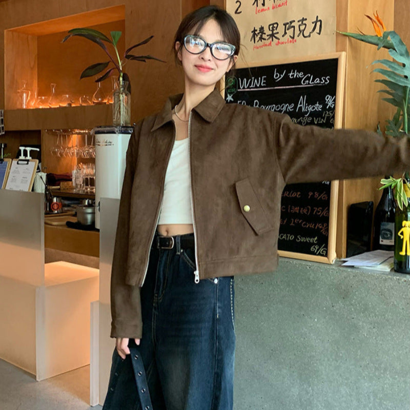 ブラウンフェイクスエードジャケット