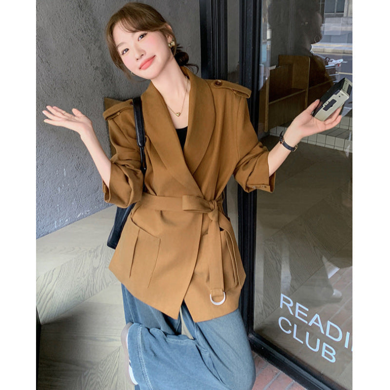 オレンジブラウンショートコート