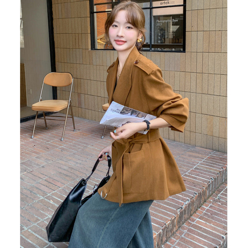 オレンジブラウンショートコート