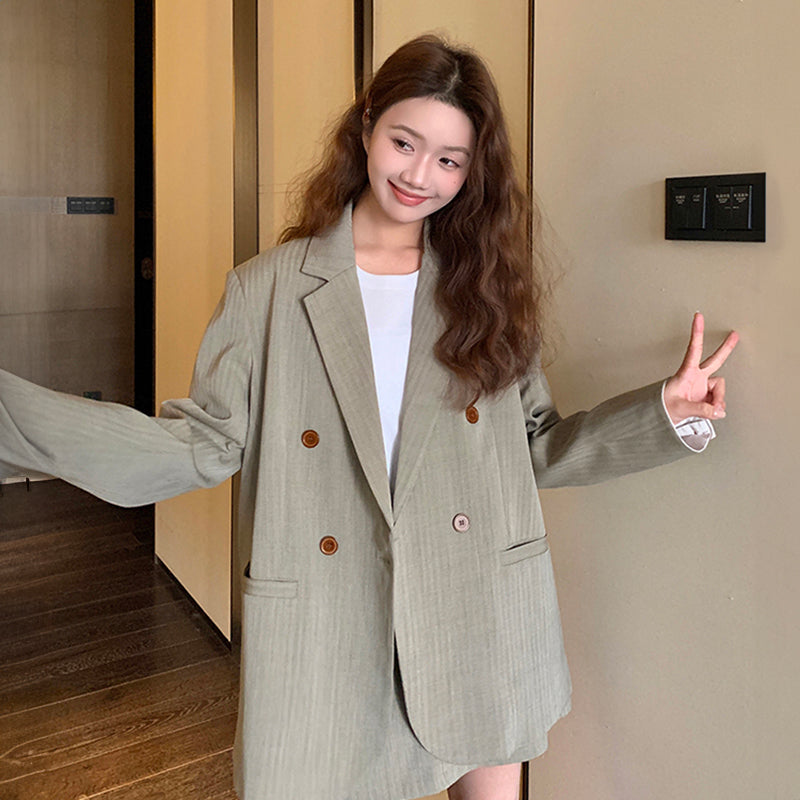 オーバーサイズジャケット×タイトミニスカートセット2colors