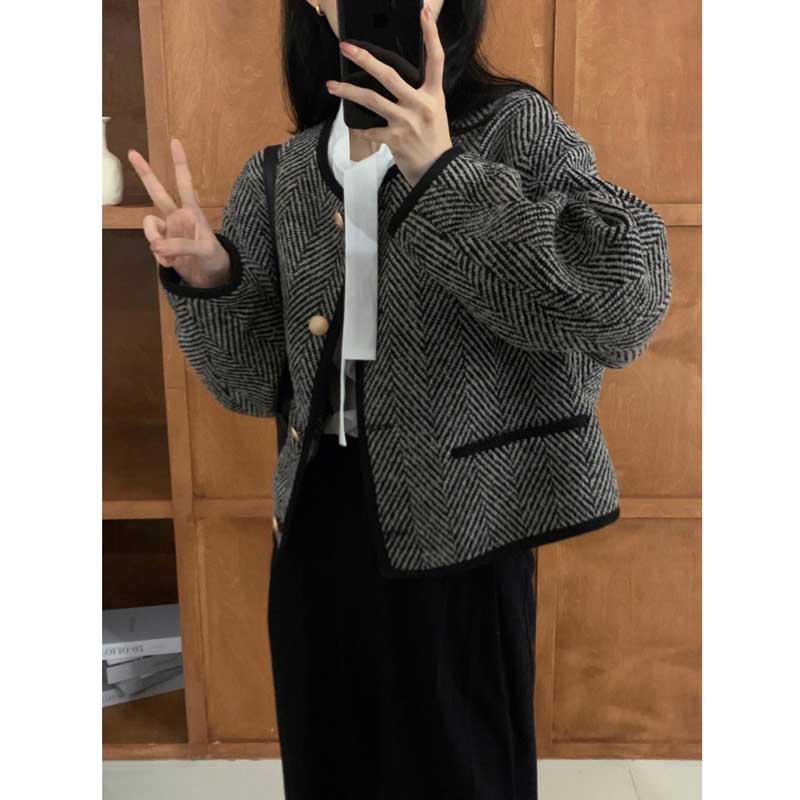 ヘリンボーンショートジャケット