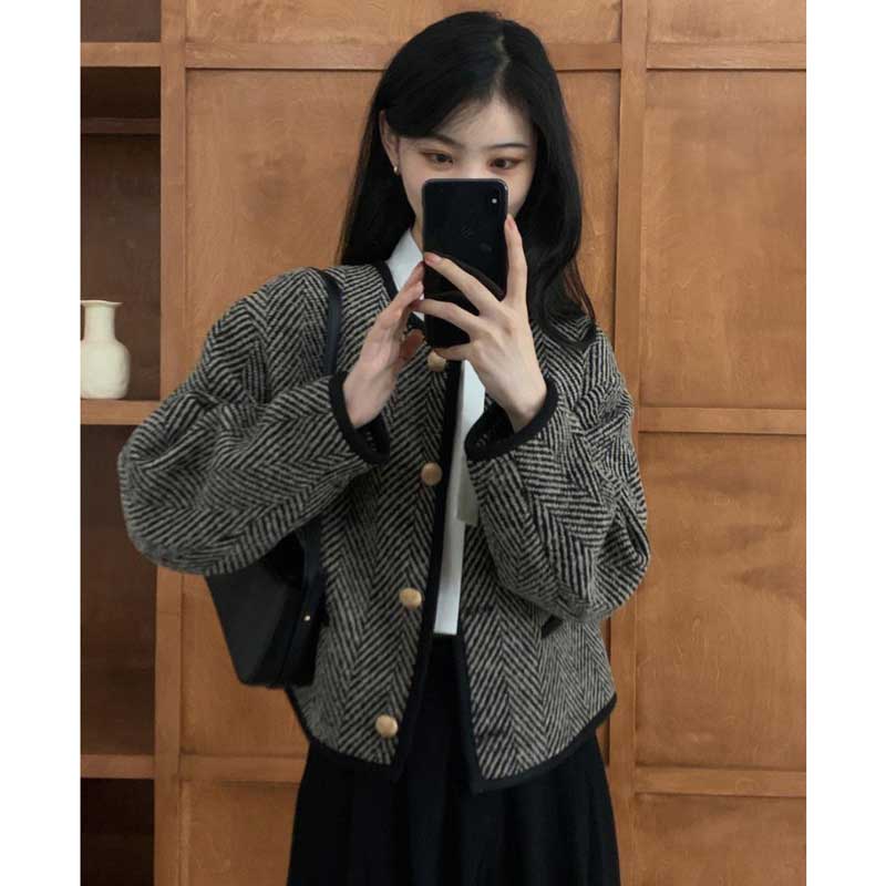 ヘリンボーンショートジャケット