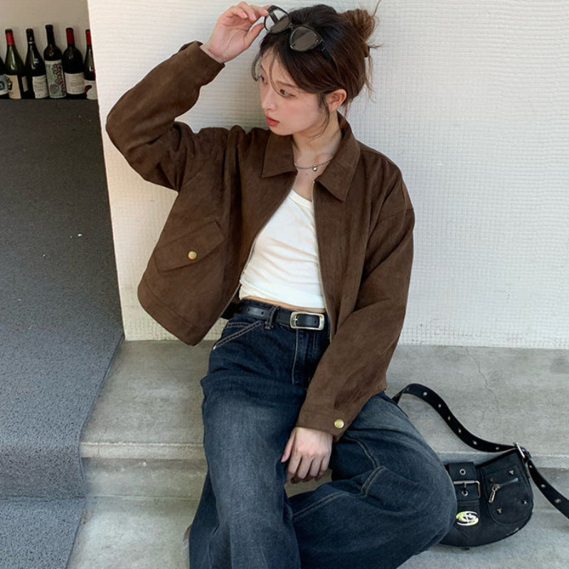 ブラウンフェイクスエードジャケット