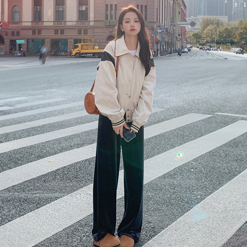 バイカラーカジュアルブルゾン