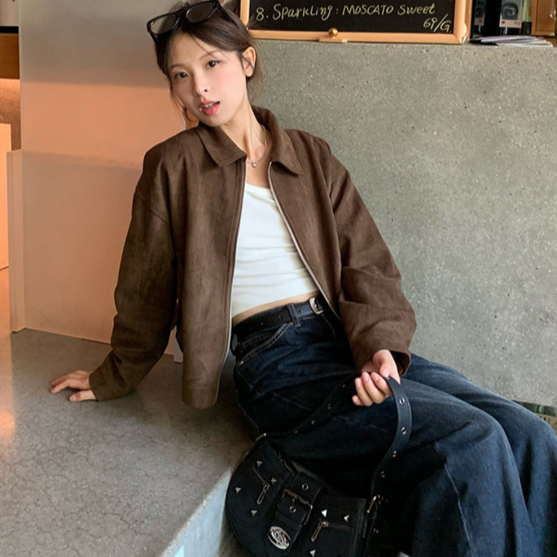 ブラウンフェイクスエードジャケット