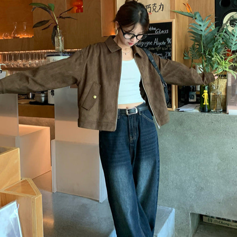 ブラウンフェイクスエードジャケット