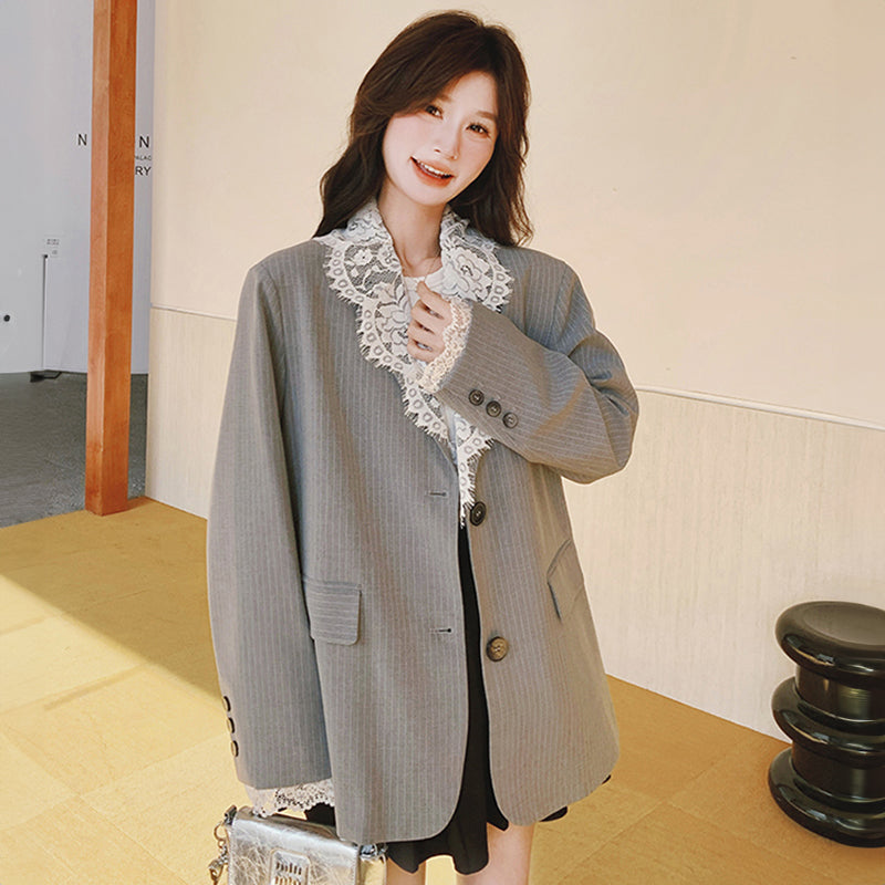 レース襟ストライプジャケット