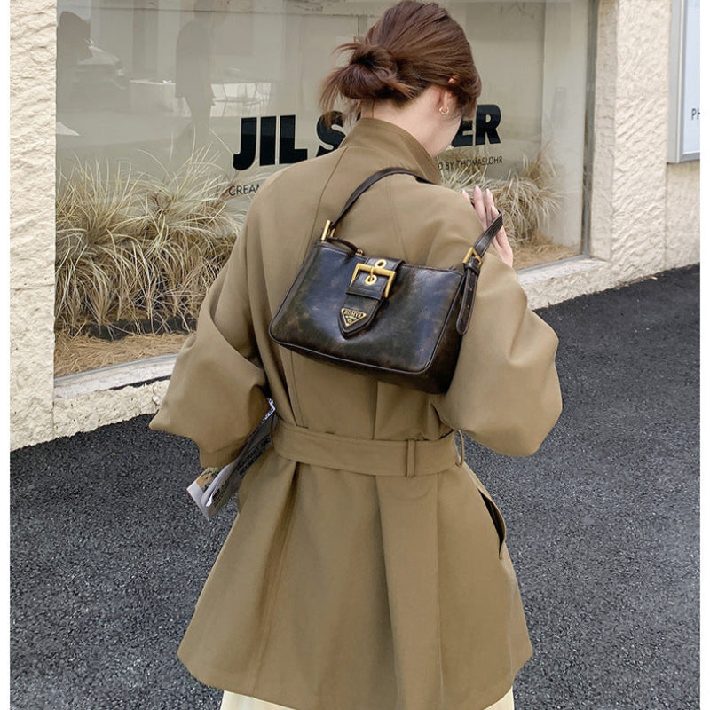 ビッグカラーミディアム丈トレンチコート