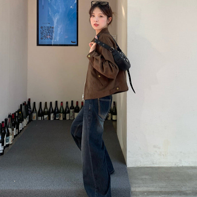 ブラウンフェイクスエードジャケット