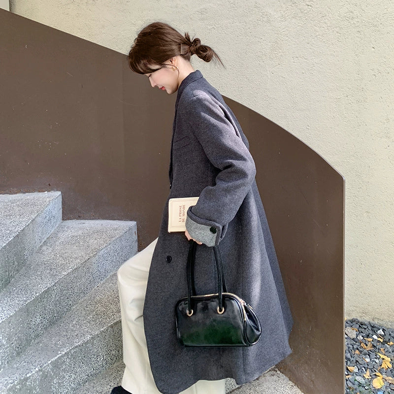 ダウンライナー付ウールブレンドロングコート